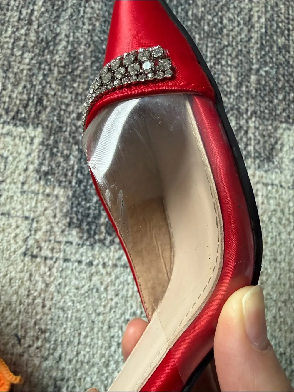 Red crystal rhinestone high heels